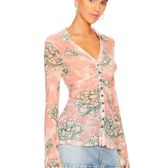 🆕Free People Semi-Sheer Blouse - Picture 2 of 14